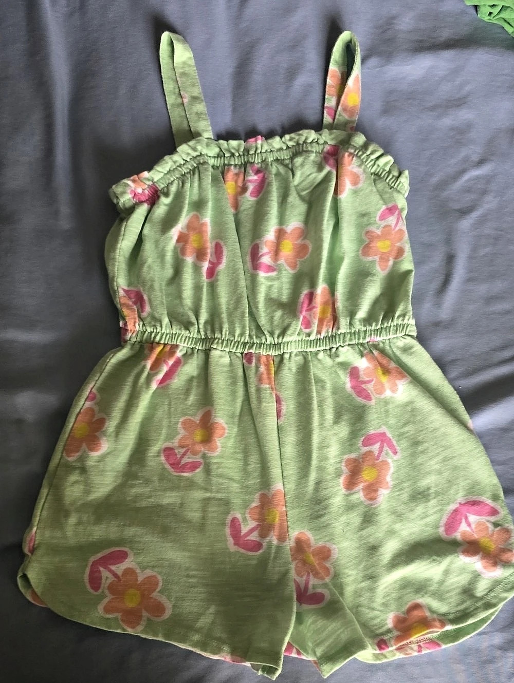 365 KIDS Floral Romper in Green & Pink Size 8 Like New